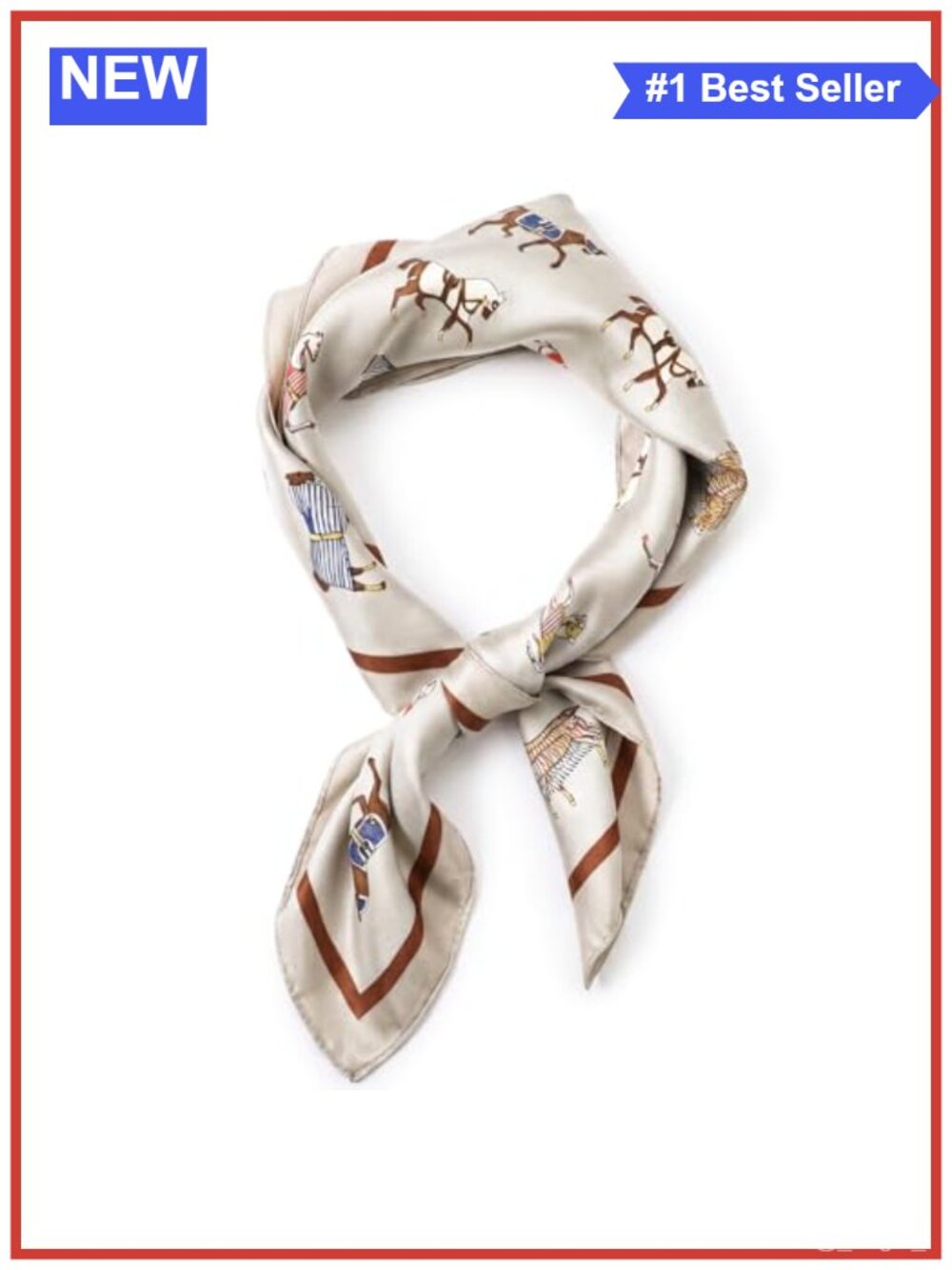 Imitation Silk Square Scarf Western Horse Print 27.55in Wrap Bandana